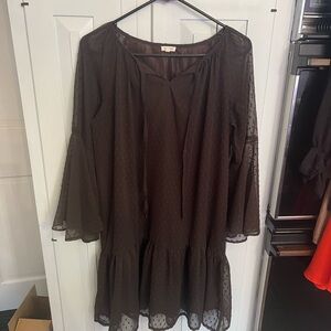 En Creme dark brown Long Sleeve Dress